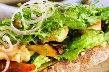 Open Vego Toastie with Pesto & Pinenuts